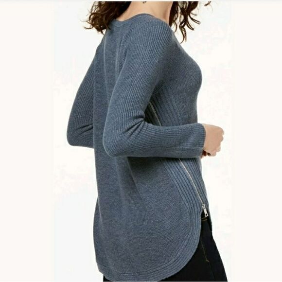 INC Gray Waffle Knit Top Side Zipper Plus 0X - Picture 1 of 5